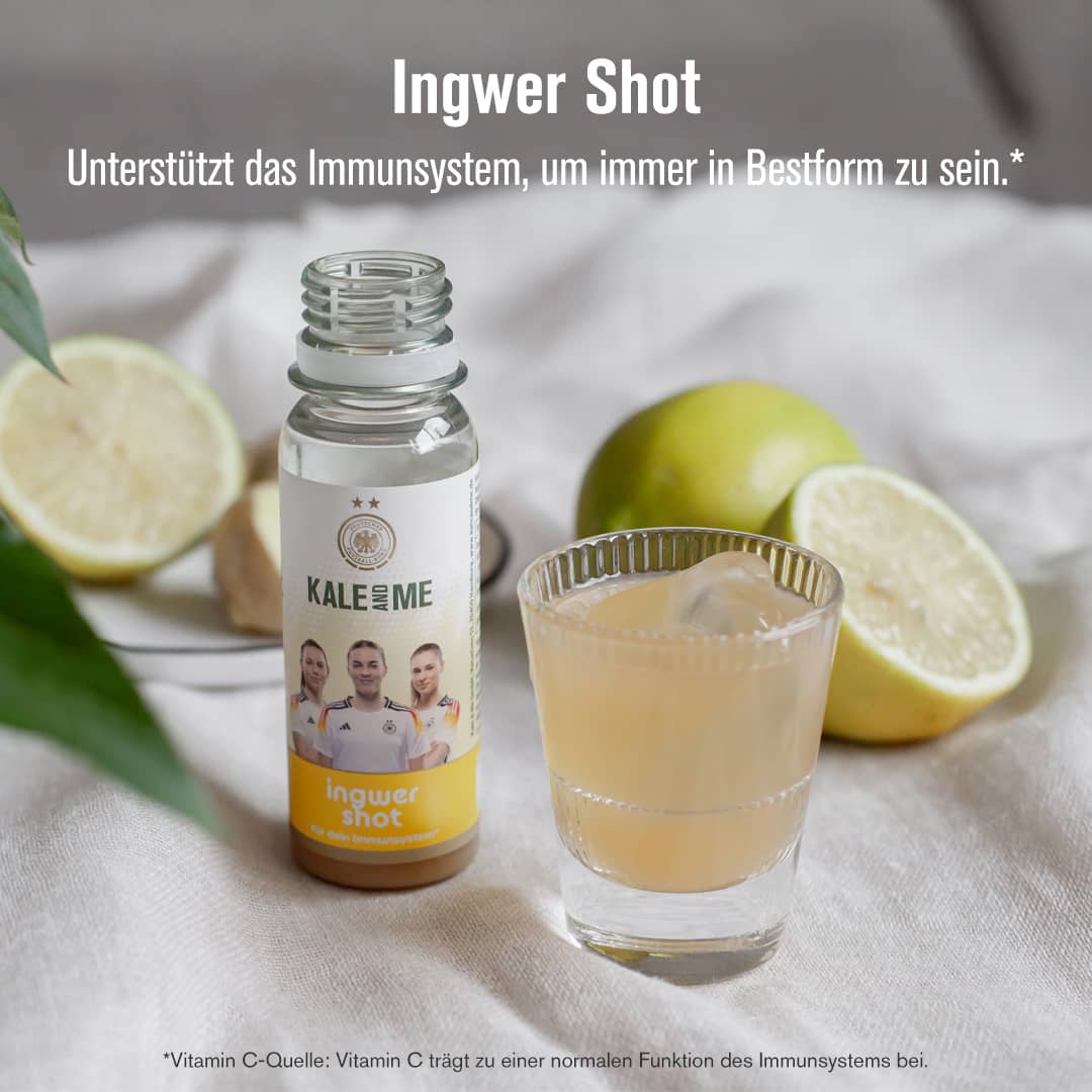 DFB Shot Bundle Ingwer Shot, unterstützt das Immunsystem, 15 Flaschen à 85 ml, bio, ohne Zusatzstoffe.